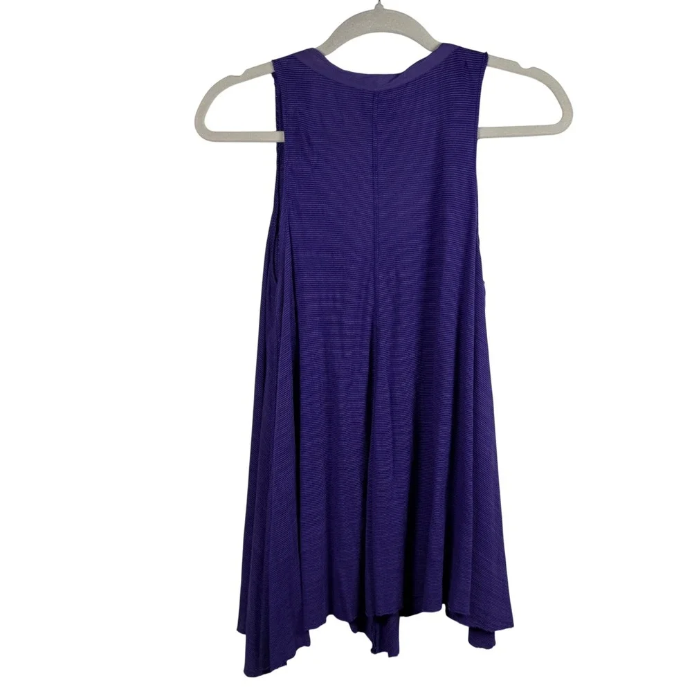 Free People Purple Embellished Sequin Tank Top Boho Handkerchief Hem Ribbed